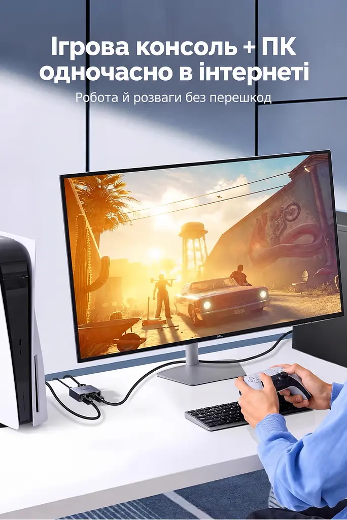 Ethernet-розгалужувач UGREEN NW301 мережевий комутатор RJ45 1 вхід і 2 виходи до 1000 Мбіт/с потребує живлення через USB-C для одночасного підключення двох пристроїв з індикаторами живлення та з’єднання алюмінієвий корпус з кабелем живлення від USB-A до USB-C довжиною 0,5 м космічний сірий із чорними панелями (35598) - фото 13