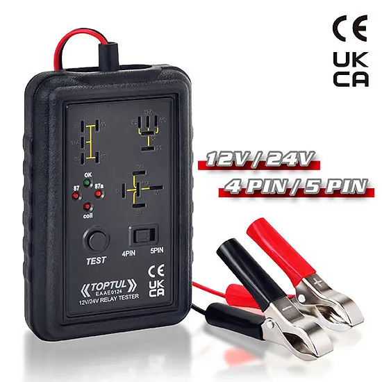 Тестер автомобільних реле 12V/24V, 4-pin/5-pin TOPTUL EAAE0124 - фото 2