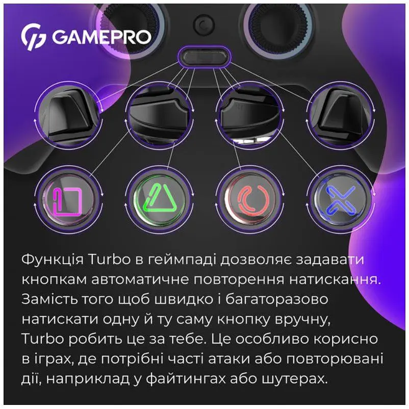 Геймпад Bluetooth джойстик GamePro GPS-13B Bluetooth 5.3/USB (PC/iOS/Android/PS3/PS4) RGB Black - фото 12