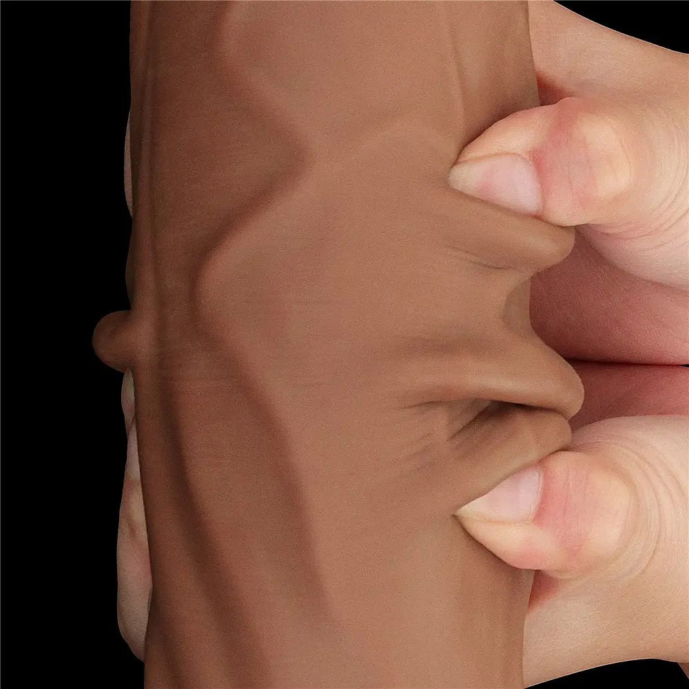 Фалоімітатор LoveToy Sliding-Skin Dual Layer Dong King Sized 31 см коричневий - фото 14
