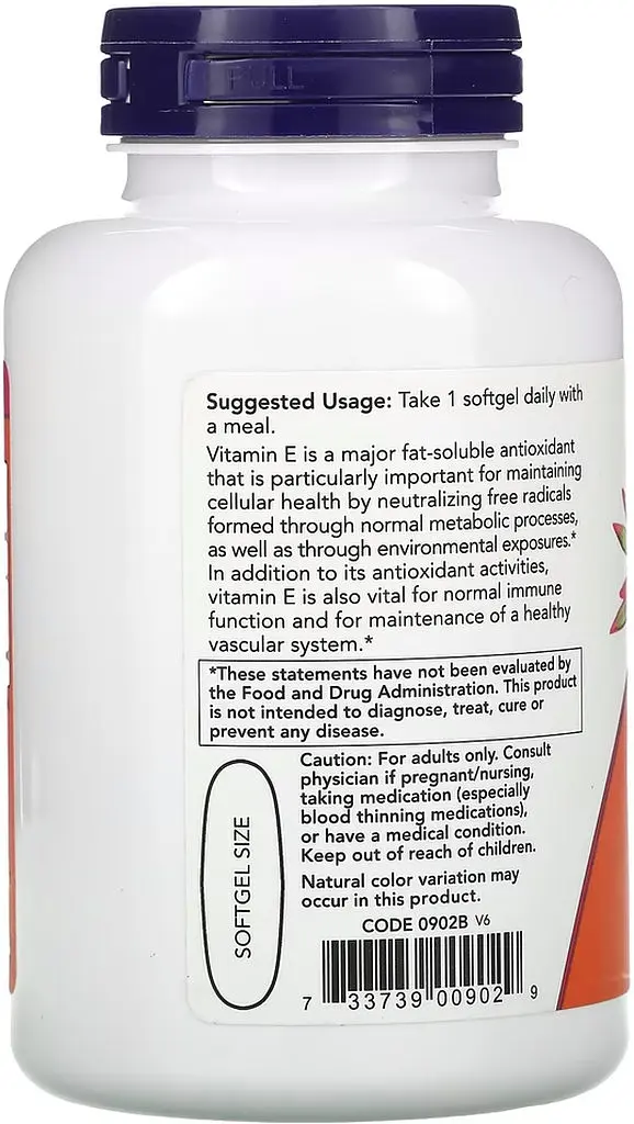Вітаміни та мінерали NOW Vitamin E-1000 with Mixed Tocopherols, 100 капсул - фото 3