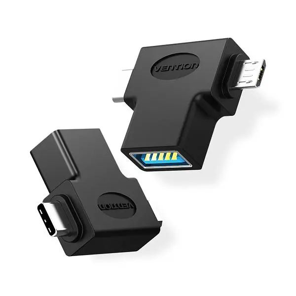 Адаптер Vention USB - USB Type-C + micro USB V 3.0 (F/M) Black (CDIB0) - фото 10