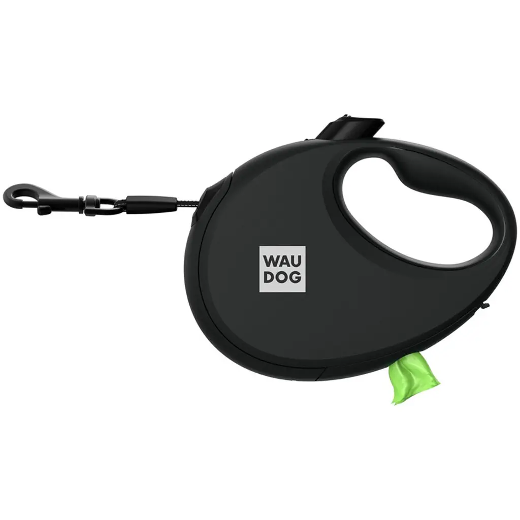Поводок-рулетка для собак Waudog R-leash с контейнером для пакетов, светоотражающая лента, L до 40 кг, 5 м черный - фото 5