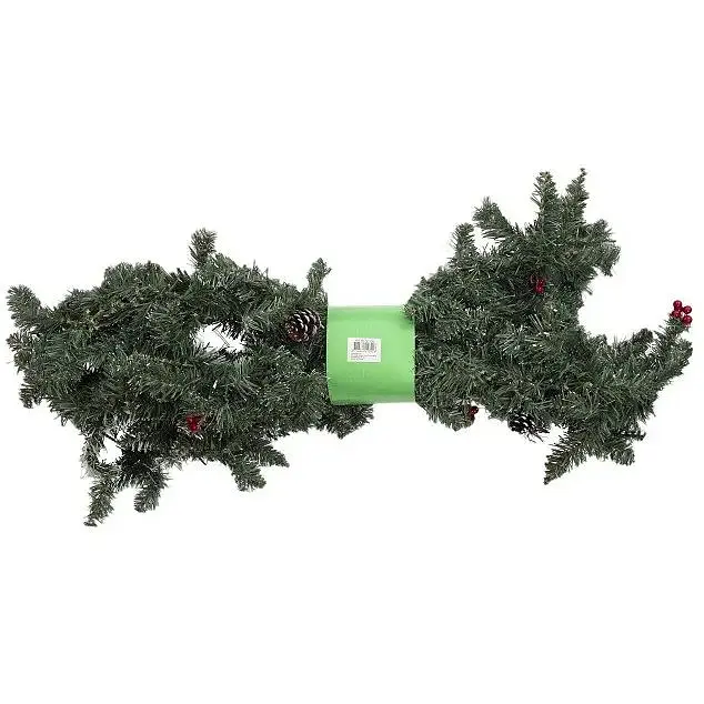 Гірлянда декоративна Black Box Trees Creston Frosted штучна з декоративними шишками та ягодами 180 см зелена (8718861153019) - фото 3