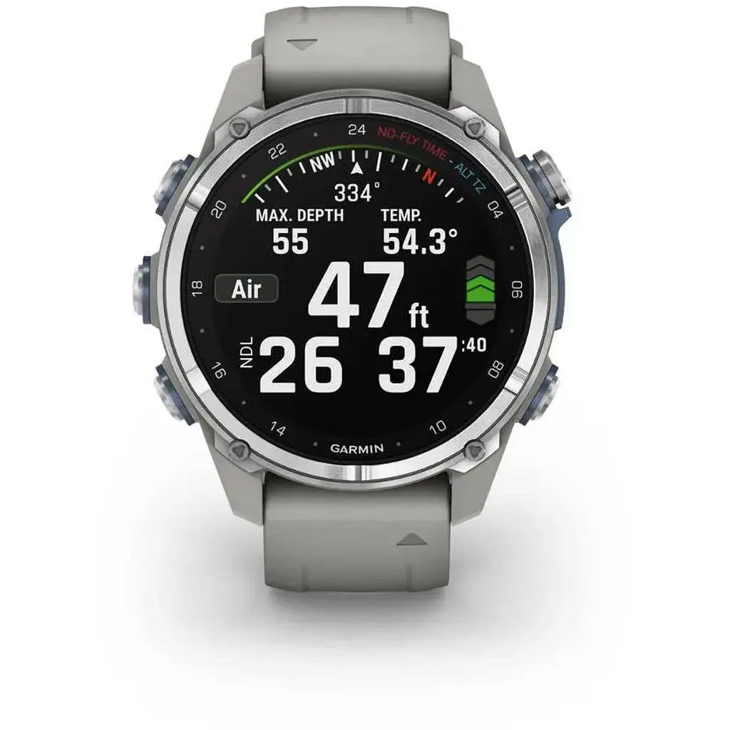 Смарт-годинник Garmin Descent Mk3 43 mm Stainless Steel with Fog Gray Silicone Band (010-02753-04/03 - фото 4