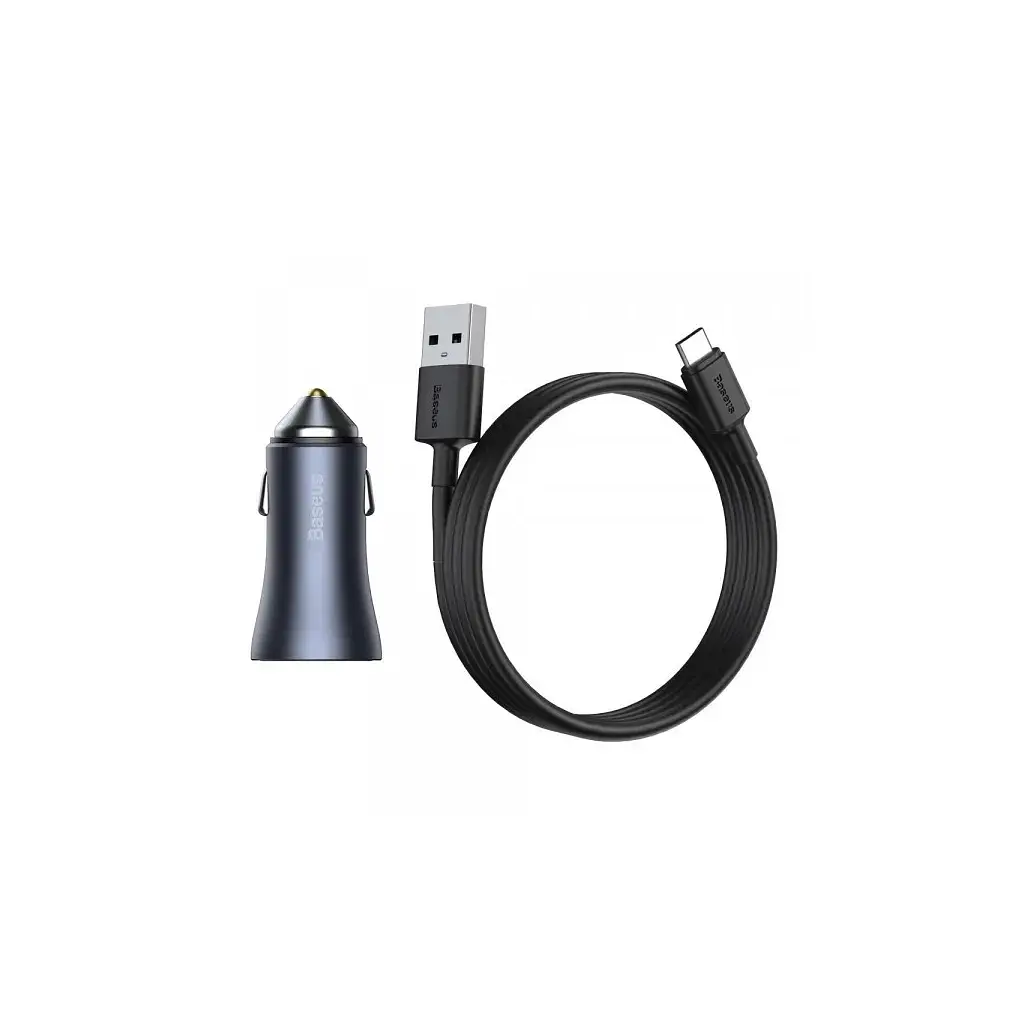 Зарядний пристрій Baseus 2xUSB QC3.0 + кабель USB–USB-C 40 Вт Golden Contactor Pro dark сірий (TZCCJD-A0G) - фото 4