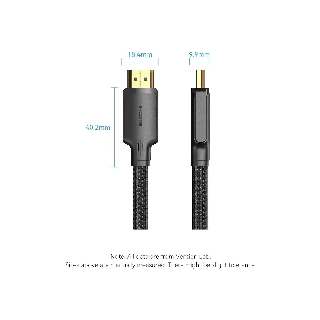 Кабель мультимедійний HDMI M to HDMI M 10.0m 4K30Hz cotton braided black Vention (ALLBL) - фото 7