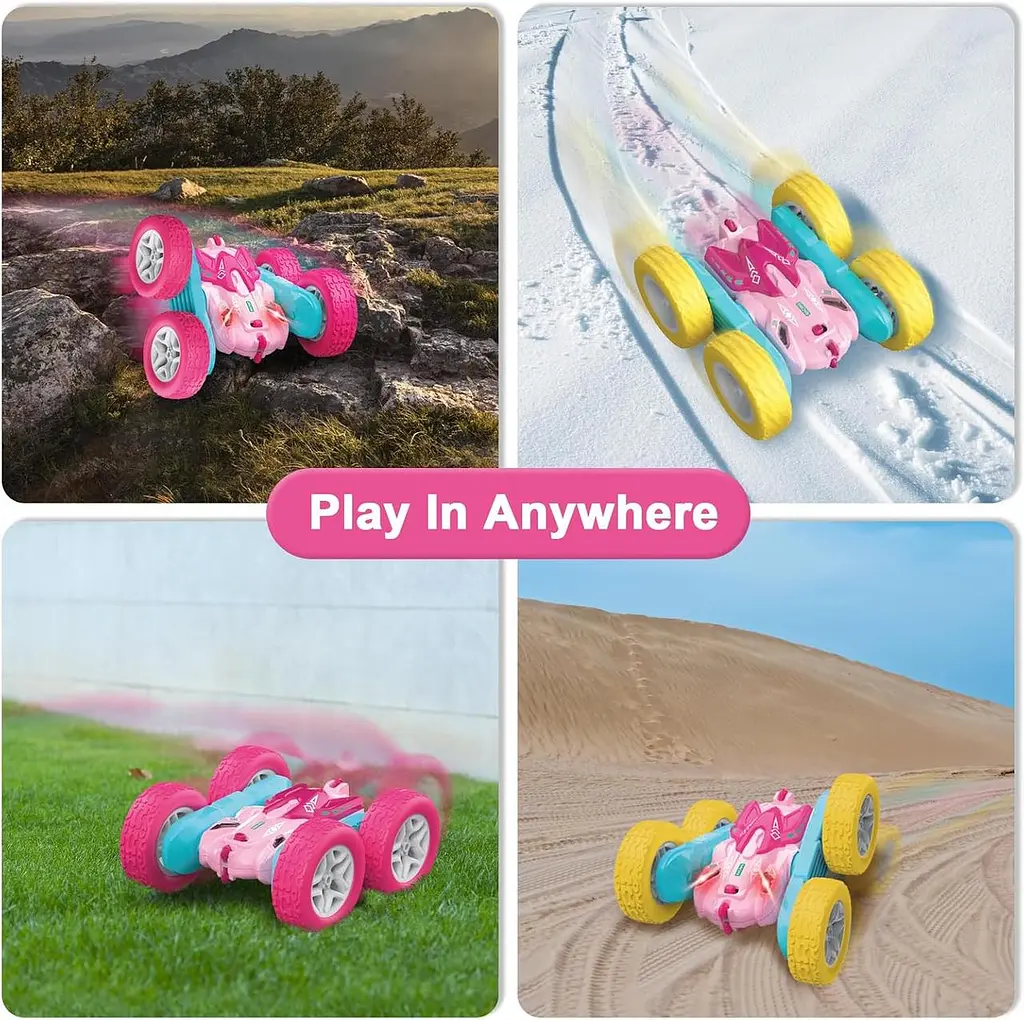Перевертна трюкова машинка на радіокеруванні Seveclotree RC Stunt Car PHG4-13 360° обертання 4WD повнопривідна рожева (SKU-160) - фото 9
