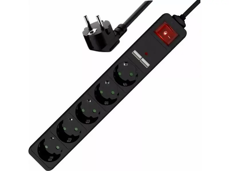 Мережевий фільтр EnerGenie 1.5 м Black (SPG5-U2-5-02)