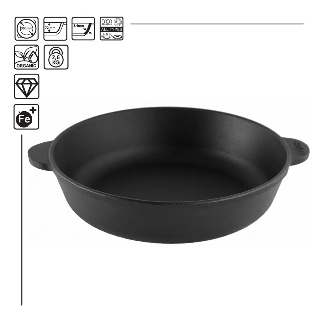 Сковорода Brizoll Monolith чавунна зі скляною кришкою 26х6 см (M2660U-6) - фото 5