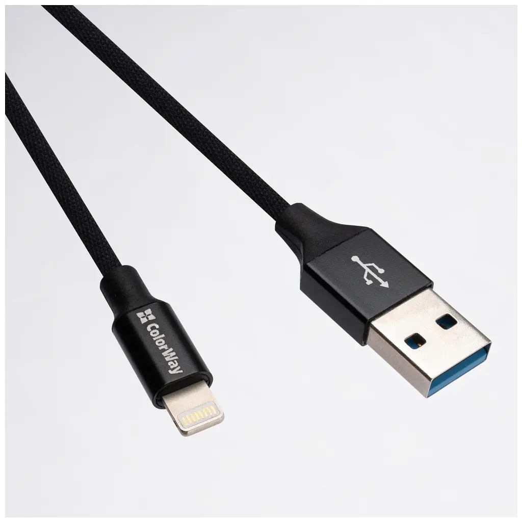 Дата кабель USB 2.0 AM to Lightning 1.0m black ColorWay (CW-CBUL004-BK) - фото 3