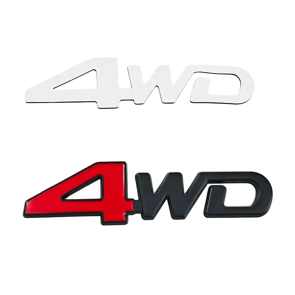 Емблема напис 4WD чорна+червоний 127×32мм метал (на скотчі) - фото 2