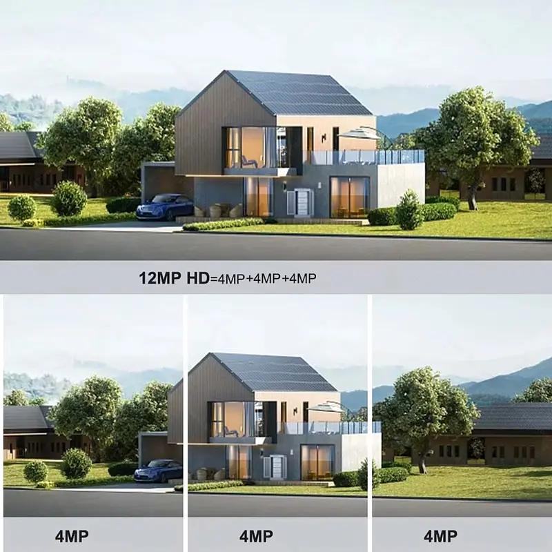 Компактна Вулична WiFi IPкамера PC295 12Мп  біло-чорна 3 незалежних об'єктиви поворотні - фото 5