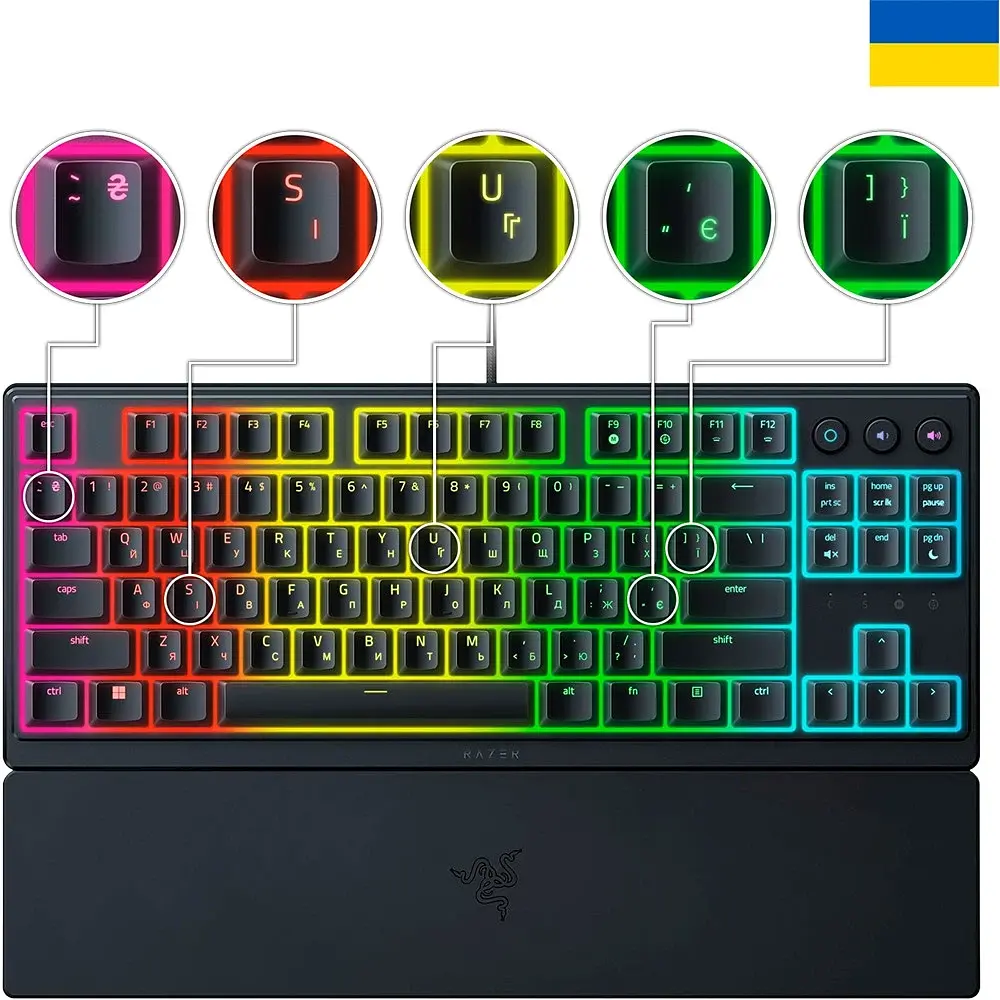 Клавіатура USB Razer Ornata V3 TKL UKR Black (RZ03-04881800-R371) UA - фото 4