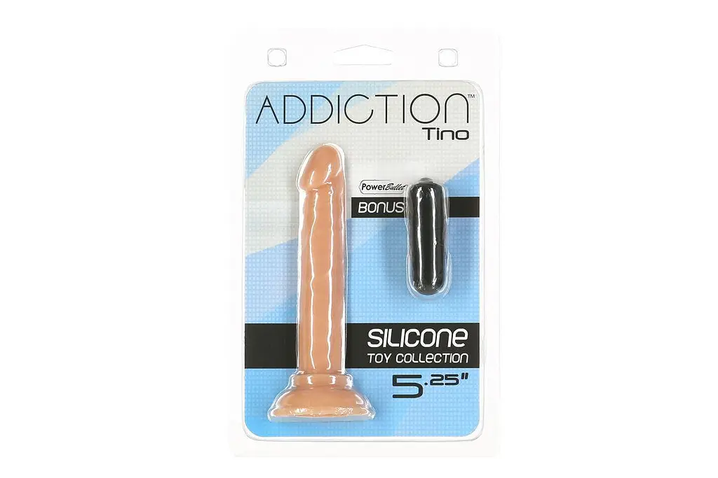 Фалоімітатор Addiction Tino 5.25″ Silicone Dildo, присоска, діаметр 1,9 см, віброкуля в подарунок - фото 5