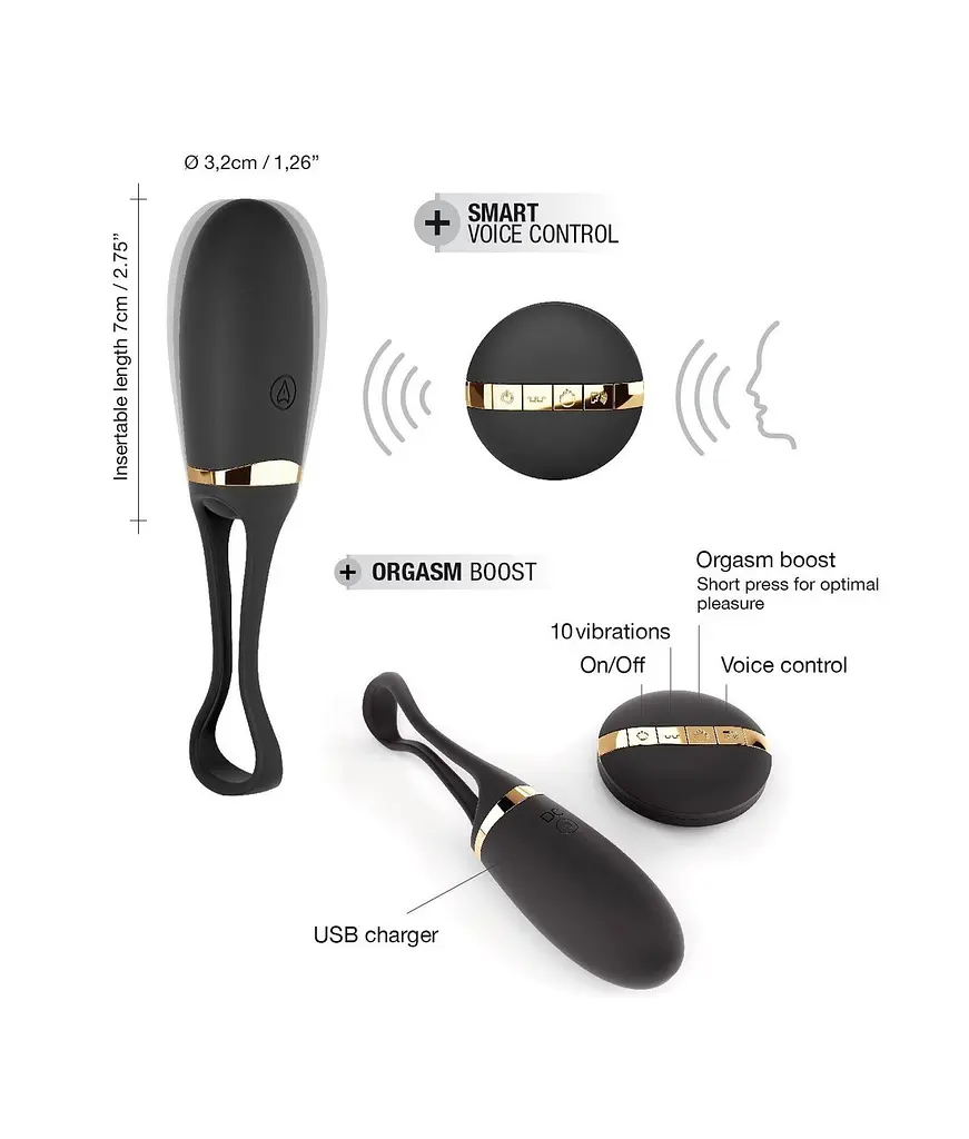 Виброяйцо Dorcel Secret Delight Gold 12.5 см чёрный - фото 6