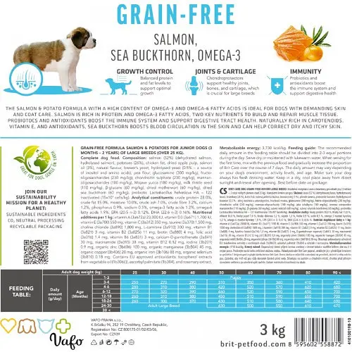 Сухий корм Brit Care Dog Grain-free Junior Large Breed для молодих собак великих порід, беззерновий з лососем, 1 кг - фото 5