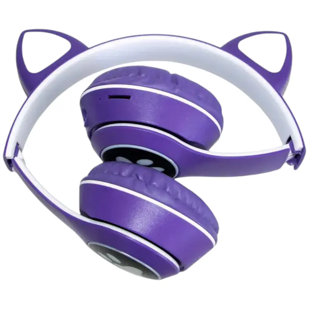 Дитячі навушники Cat MZ-023 Bluetooth RGB підсвічування FM microSD з котячими вушками темно-синій - фото 6