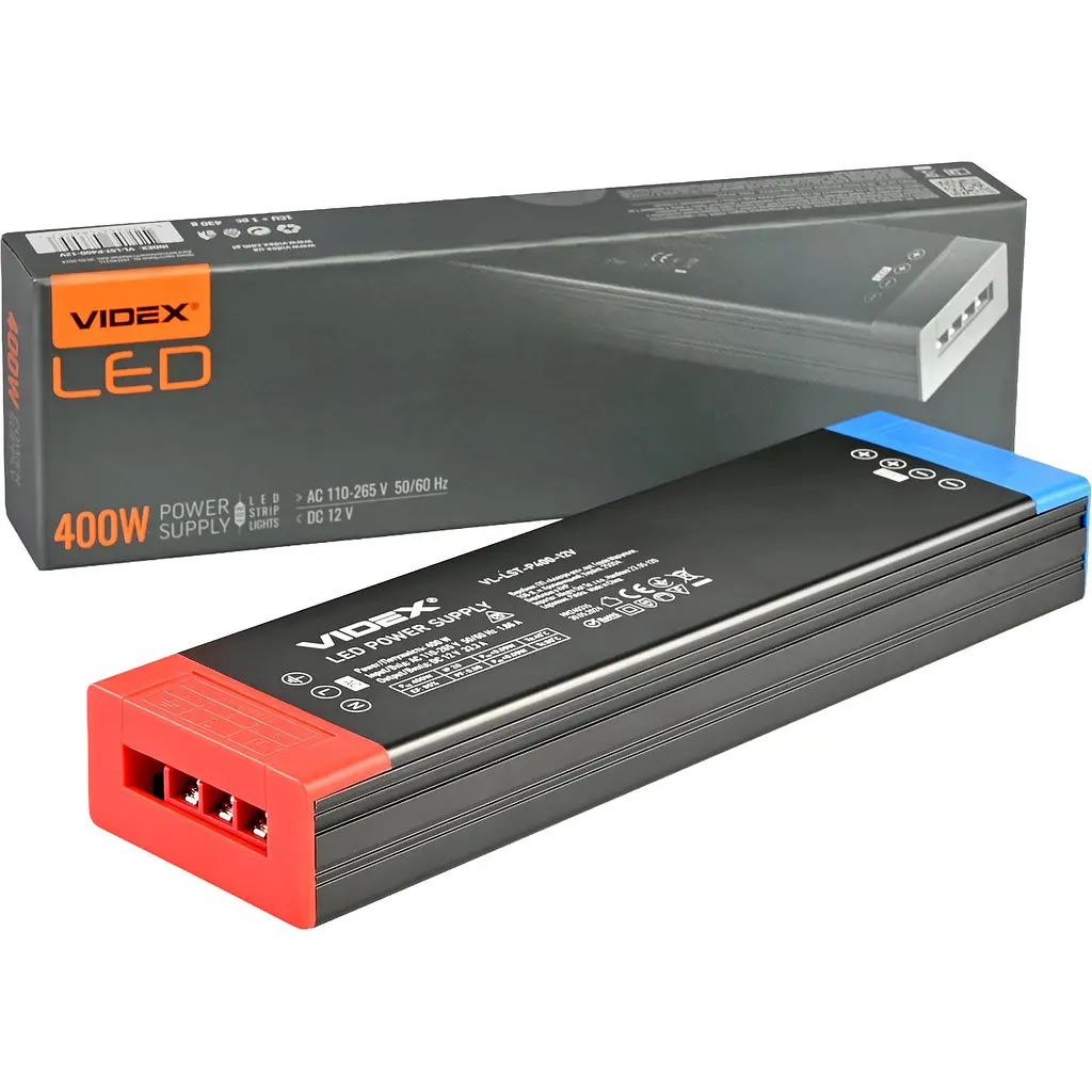 Блок живлення для LED стрічки Videx DC 12V 33.3A 400W IP20 (VL-LST-P400-12V / 28213-000)