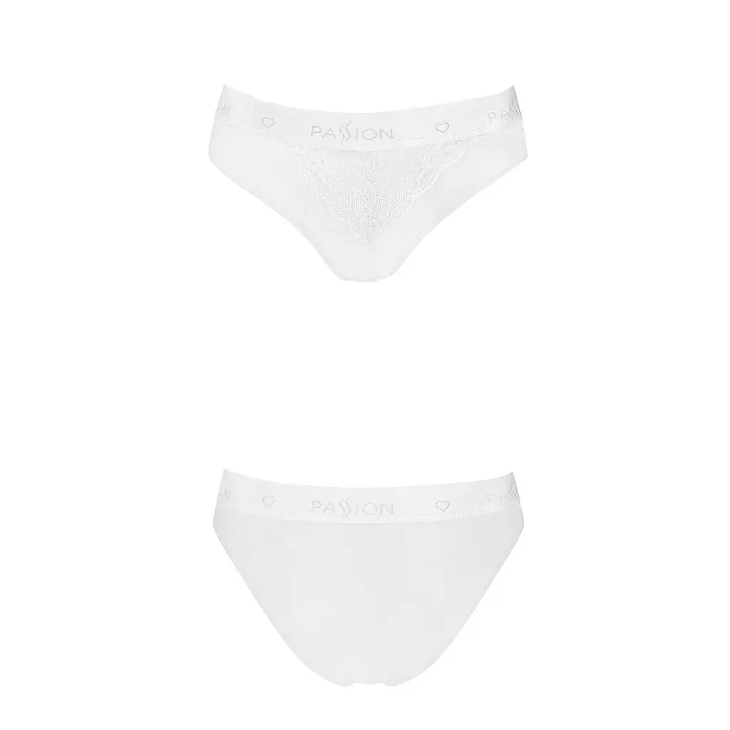 Трусики з широкою гумкою і мереживом Passion PS001 PANTIES S, white - фото 4