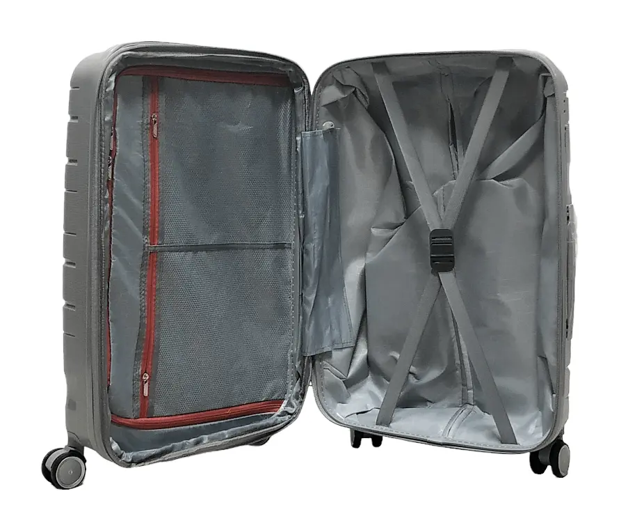Валіза середня M поліпропілен Milano bag 0306 65×42×28см 56л Срібна - фото 4