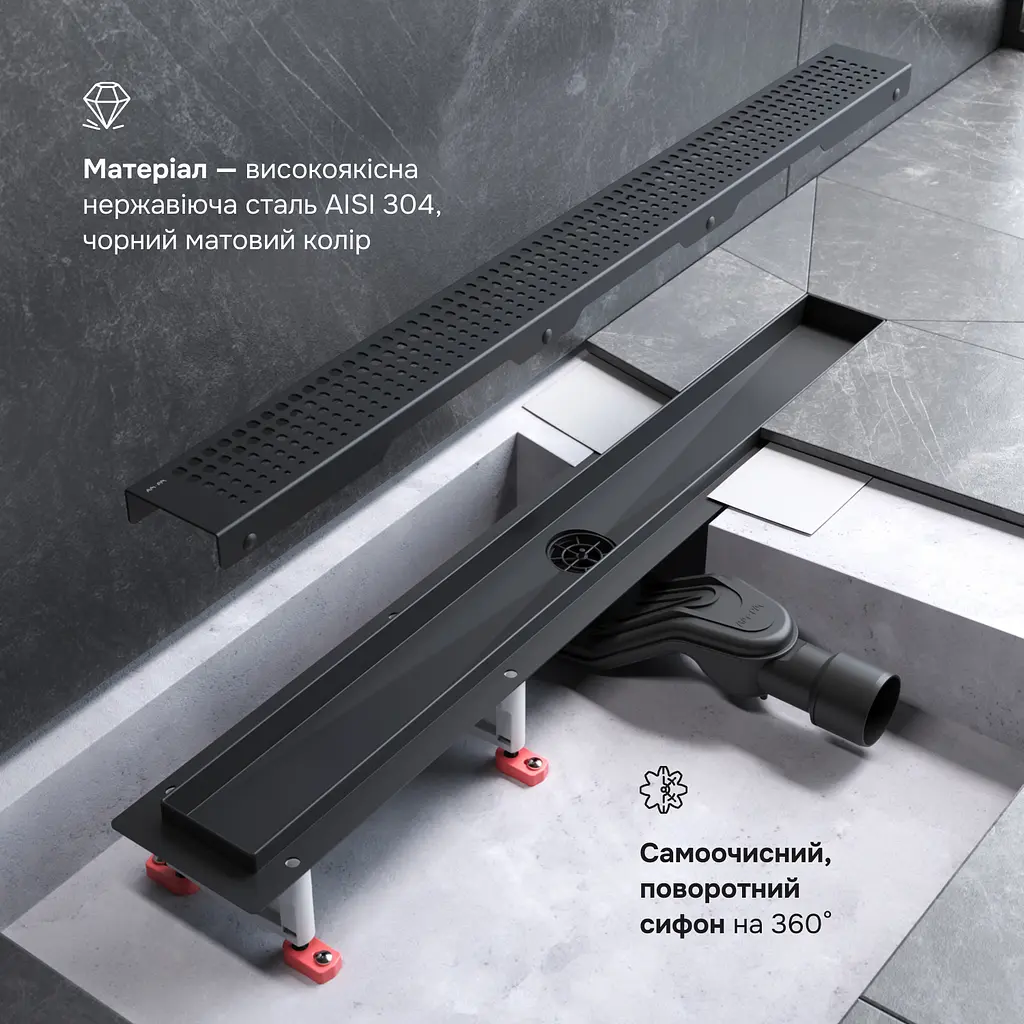 Трап для душу лінійний AM.PM Masterflow Cut Gradient 700 мм, універсальний затвор, чорний (W01SC-P11-070-01BM) - фото 4