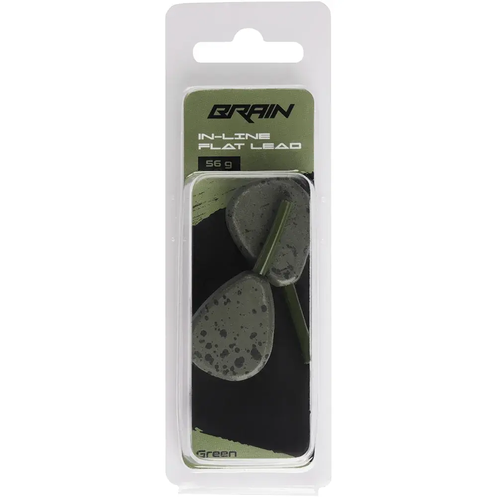 Грузило Brain In-Line Flat Lead 56g 2шт/уп Green - фото 2