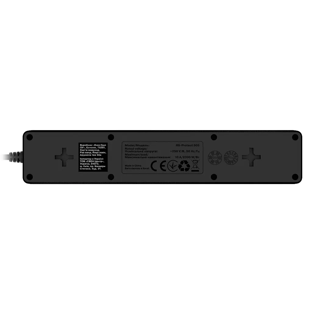 Мережевий фільтр живлення REAL-EL RS-Protect 505, 1.8m, black (EL122300044) - фото 2
