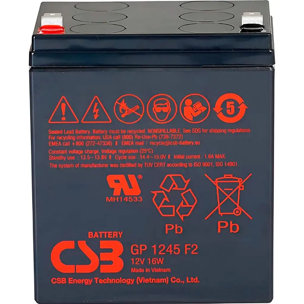 Акумулятор CSB AGM 12V (12V/4.5Ah/54Wh) (GP1245) [112287] - фото 2