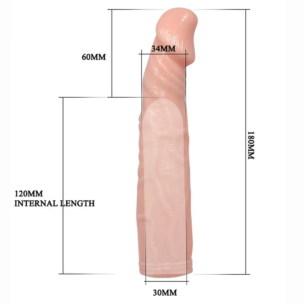 Насадка на пеніс із вібрацією Baile Silicone Sleeve 18 см тілесний - фото 4