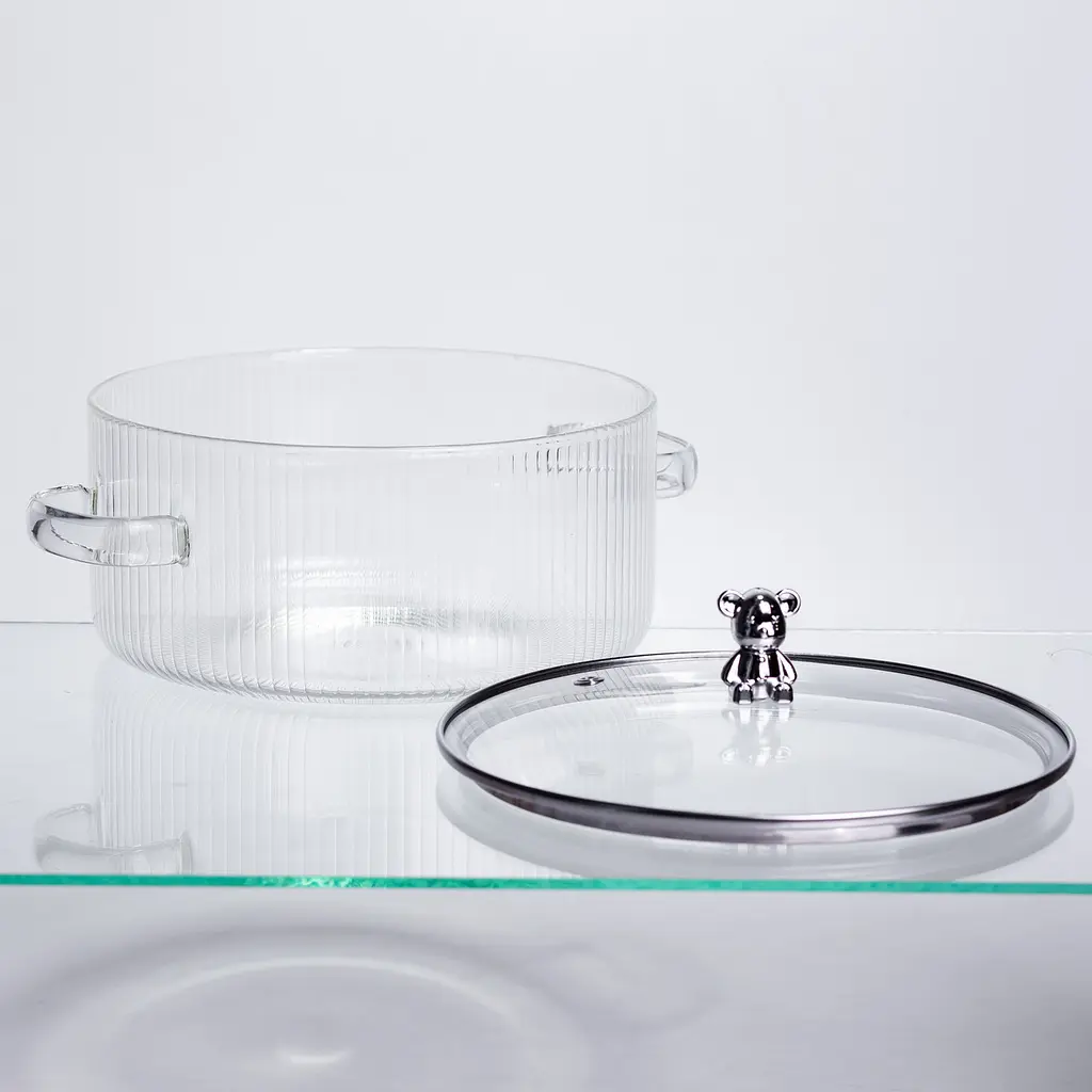 Каструля скляна Yiwu HP-34-102 2.5 л, діаметр 20 см, для варіння та тушкування, прозора - фото 8