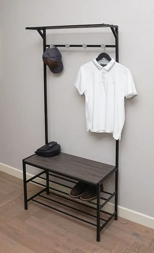 Стойка-вешалка для одежды FABRIKA SOLUTION, в прихожую, со скамейкой и полками для обуви - фото 9