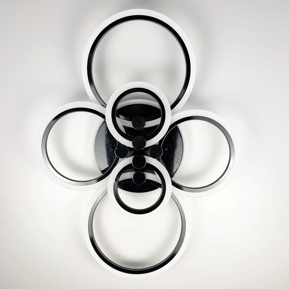 Светодиодная люстра Senta на 6 колец в черном корпусе на 3 световых режима Line F | Ст. A2374/6 BR BK - фото 4