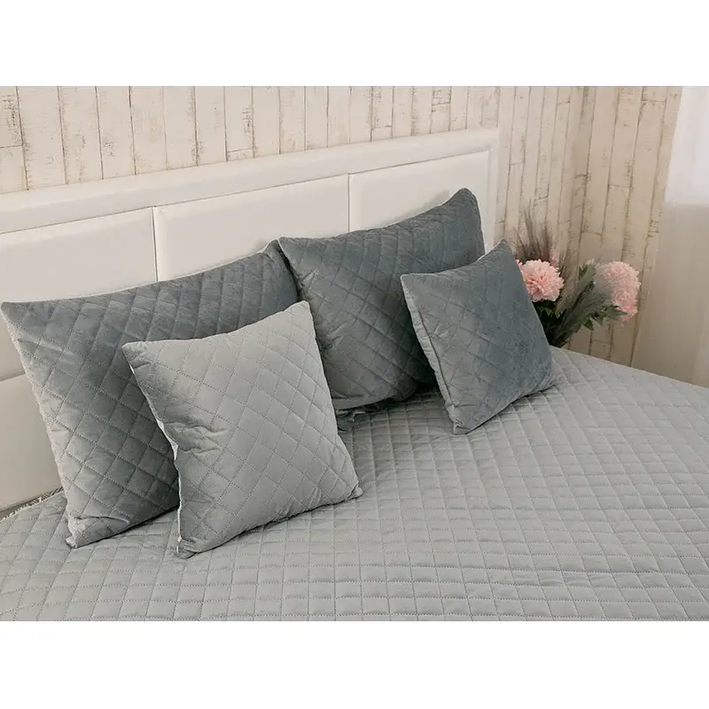 Двостороння декоративна подушка Руно Velour Dark grey ромб 40х40 см темно-сіра - фото 5