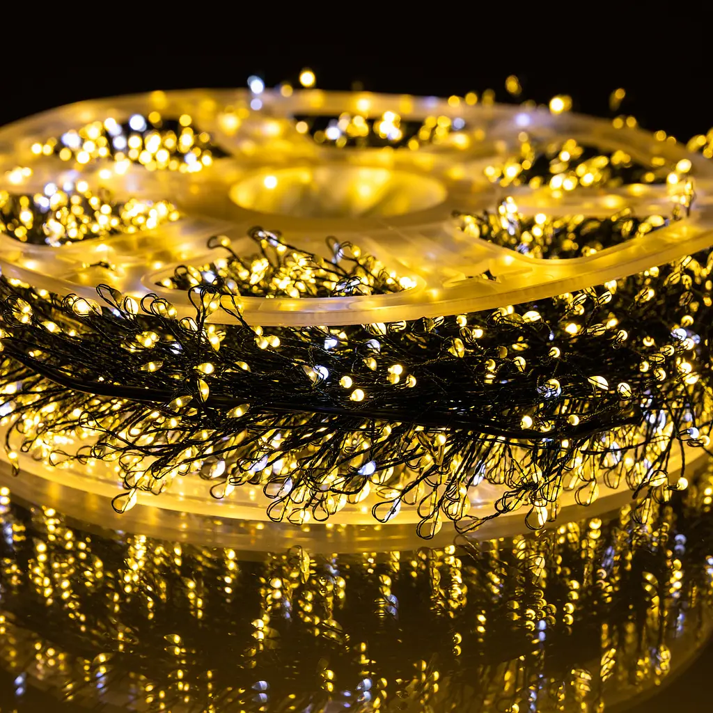 Гірлянда нитка роса 2000 LED зелений провід жовте сяйво кімнатна гірлянда на ялинку вулична ілюмінація вуличні гірлянди Жовта Garlando D2000L100MGY - фото 2