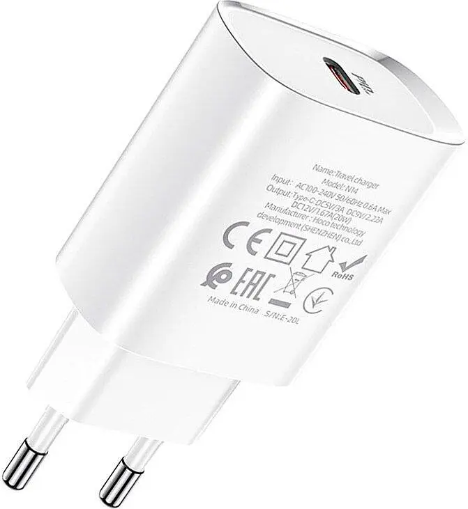 Мережевий зарядний пристрій Hoco N14 PD 20w White (745026) [81006] - фото 3