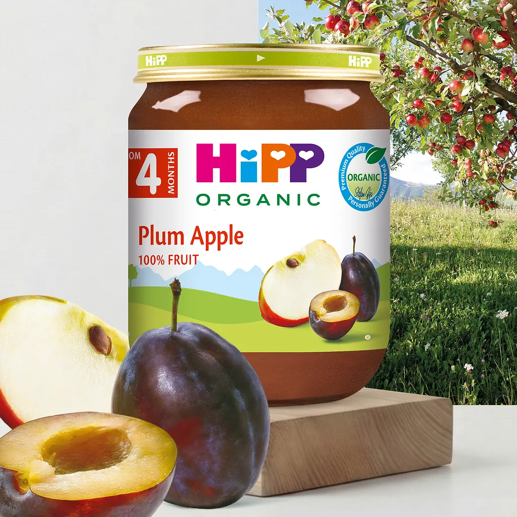 Органічне фруктове пюре HiPP Сливи з яблуками 125 г - фото 2