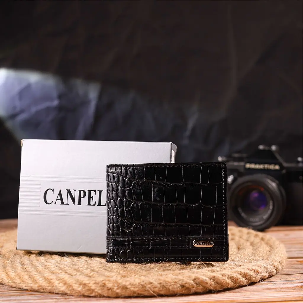 Затискач із натуральної фактурної шкіри Canpellini 21520 чорний - фото 8