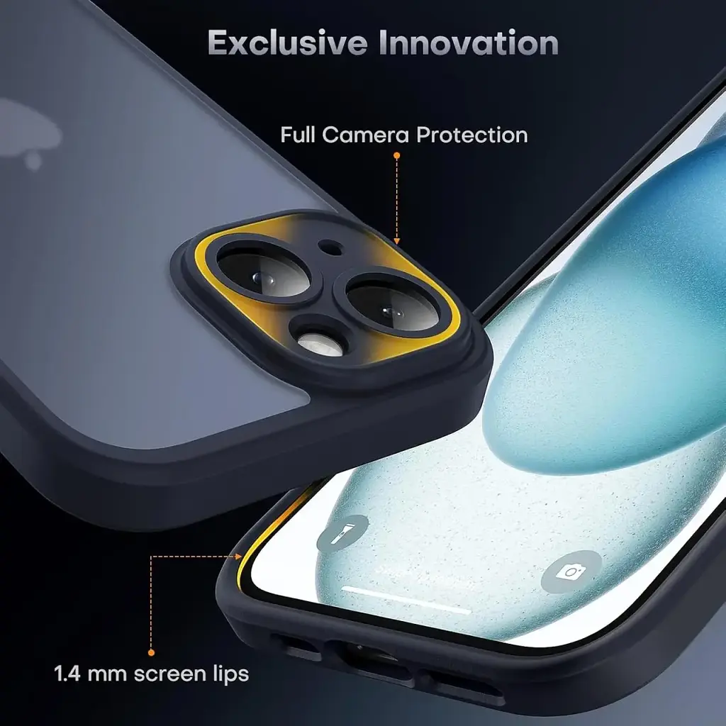 Протиударний чохол TOCOL для iPhone 15 та 2 захисні скла з захистом камери чорний матовий (SKU-057) - фото 5
