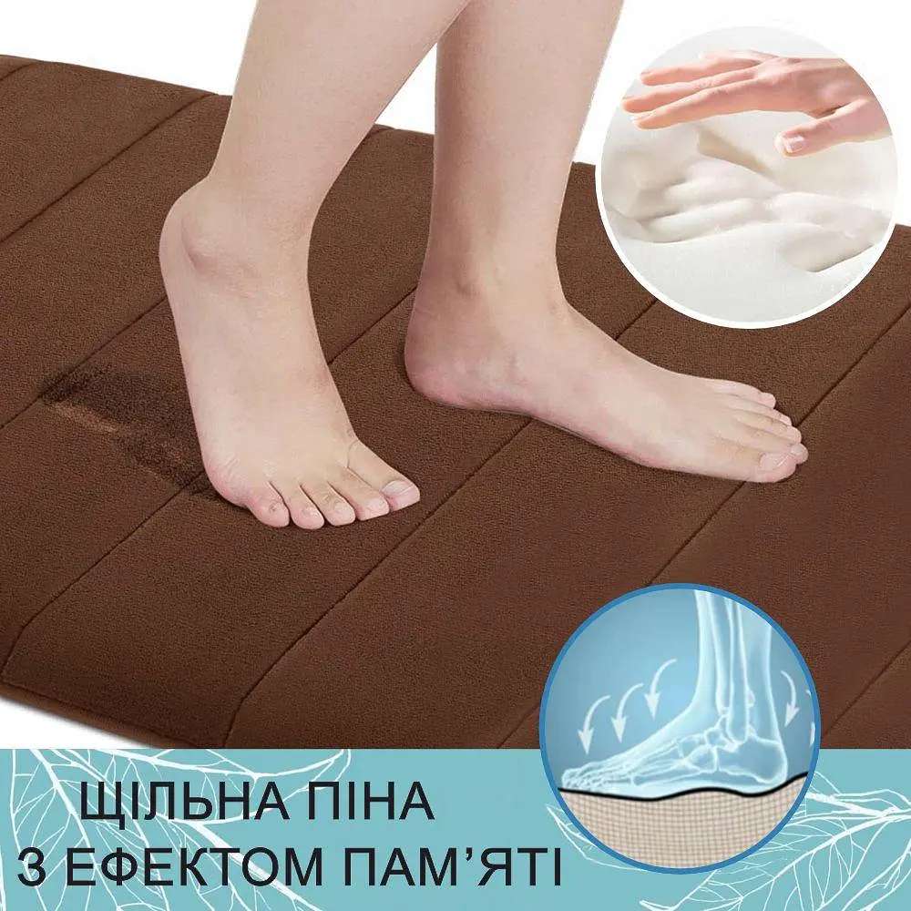 Набор 2 коврика для ванной Aquarius с эффектом памяти 50х80 см, 40х60 см Коричневый в полоску - фото 4