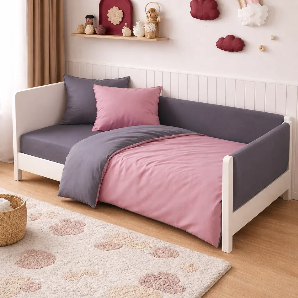 Дитяча постільна білизна MIRSON LITTLE KIDS фланель Ash grey/Pink 110х160см (2200012799543) - фото 3