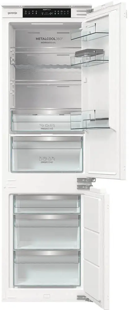 Холодильник Gorenje вбудований з нижн. мороз., 177x69x55см, 2 двері, 244 (68) л, А +, NF +, Зона св-ті, Диспл, Wi-Fi, Білі - фото 2