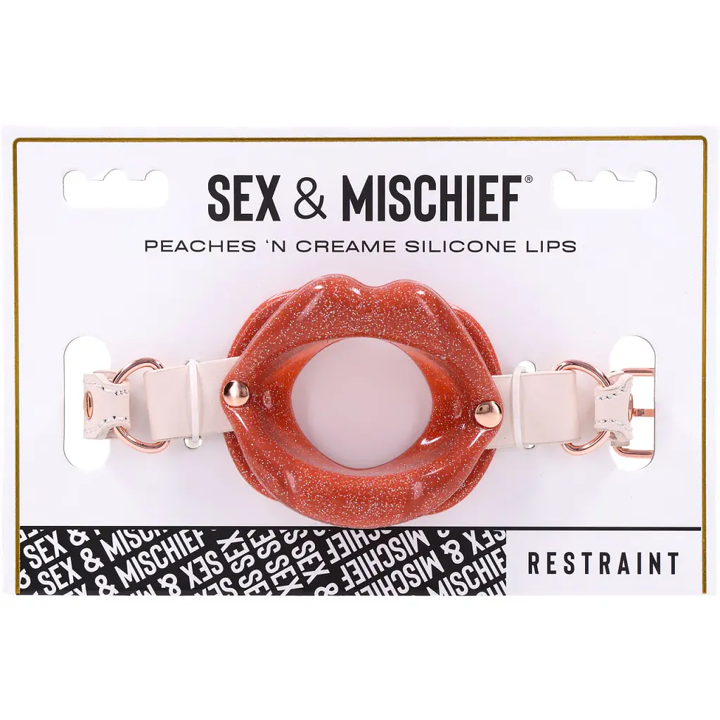 Кляп Sex & Mischief Peaches 'n CreaMe Silicone Lips персиковый - фото 8