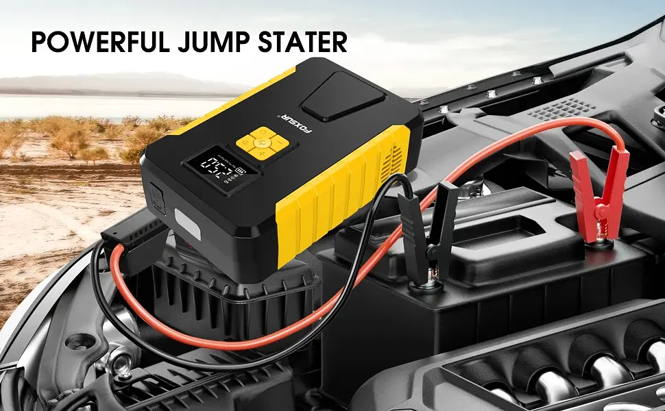 Пусковий пристрій 12V 800А з компресором Foxsur FJS-950 Автомобільний бустер джамп стартер Yellow (19449) - фото 6