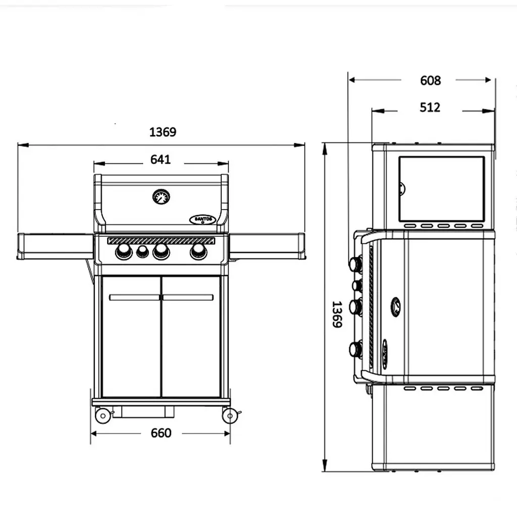 Газовий гриль Santos S-318 All Black з бічним і заднім пальником, чорний повністю (890024) - фото 11