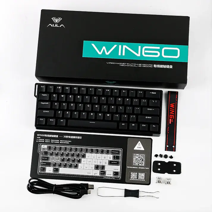 Игровая магнитная проводная клавиатура Aula Win60 HE / 65% / Hall Effect / 8KHz / Rapid Trigger / Black - фото 11