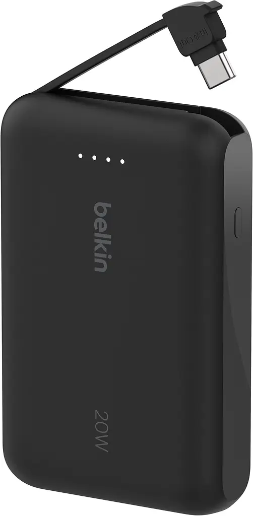 Belkin Акумулятор портативний літій-іонний Power Bank 10000мА·год, 20Вт, з інтегрованим кабелем USB-C, чорний - фото 10