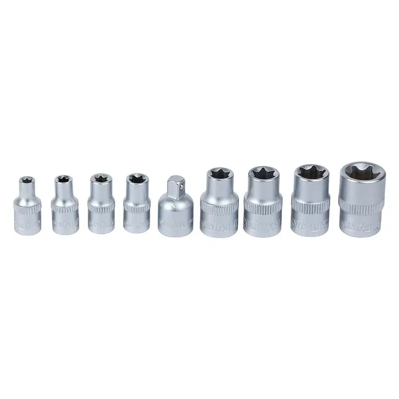 Набір насадок Torx (4 шт 1/4" 4 шт 3/8") з перехідником на планці 9 шт CrV SIGMA (6086541) - фото 2
