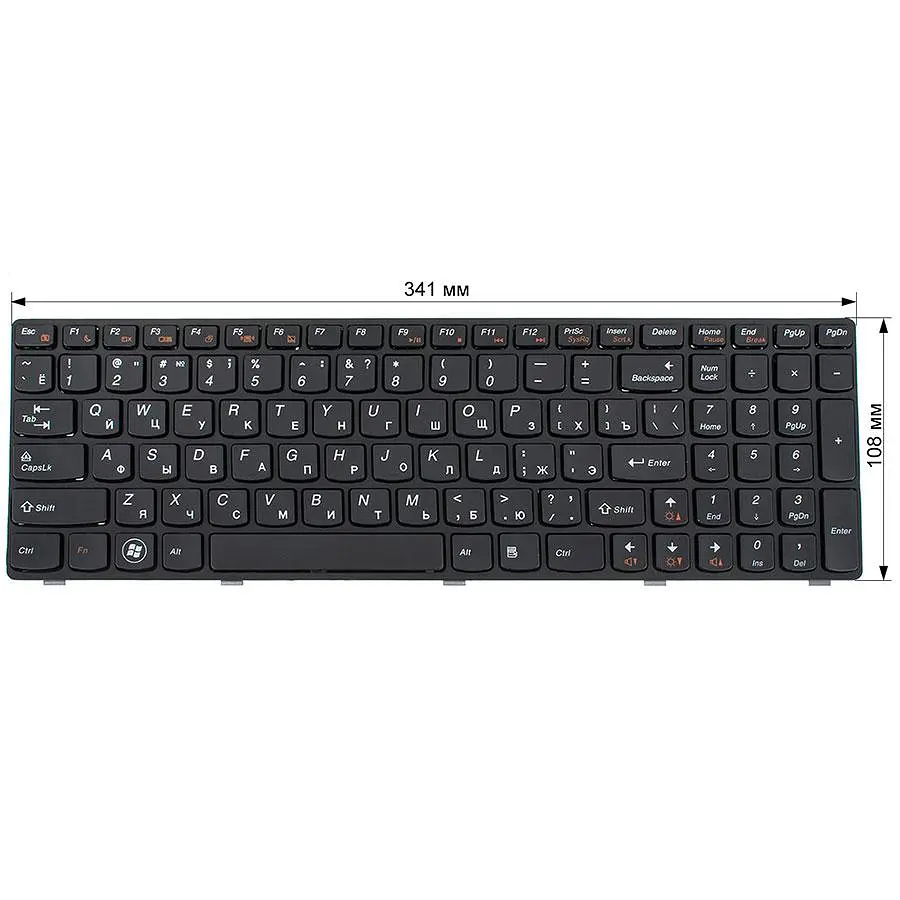 Клавіатура для ноутбука LENOVO (B570 B575 B580 B590 V570 V575 V580 Z570 Z575) rus чорний чорний frame - фото 2