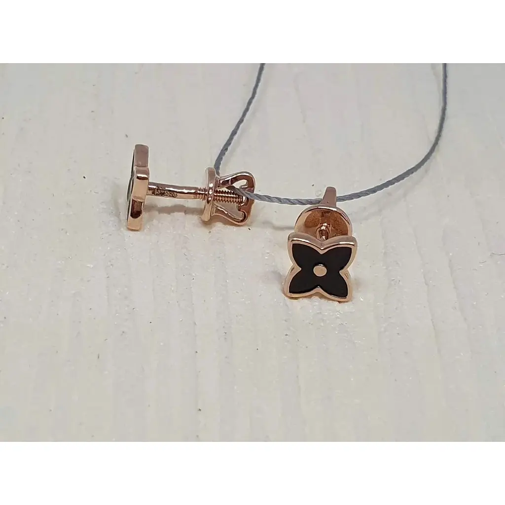 Золоті сережки-пуссети Ювелірне виробництво А. Долина з емаллю. 120932 - фото 4